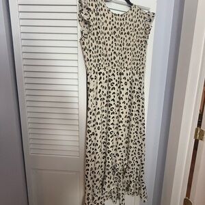 Orange Creek Cream and Black High Low Sundress leopard print midi/maxi